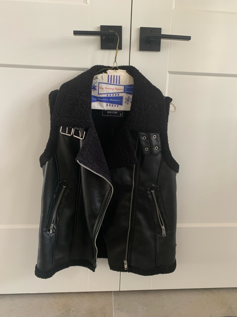 MARK ALLEN Faux Leather Sherpa Lined Vest
